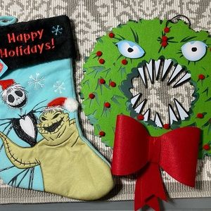 Nightmare Before Christmas Stocking And Felt Wreath- New With Tags